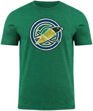 Oakland Seals NHL Bulletin Men's Green Distressed Vintage Logo Heathered T-Shirt