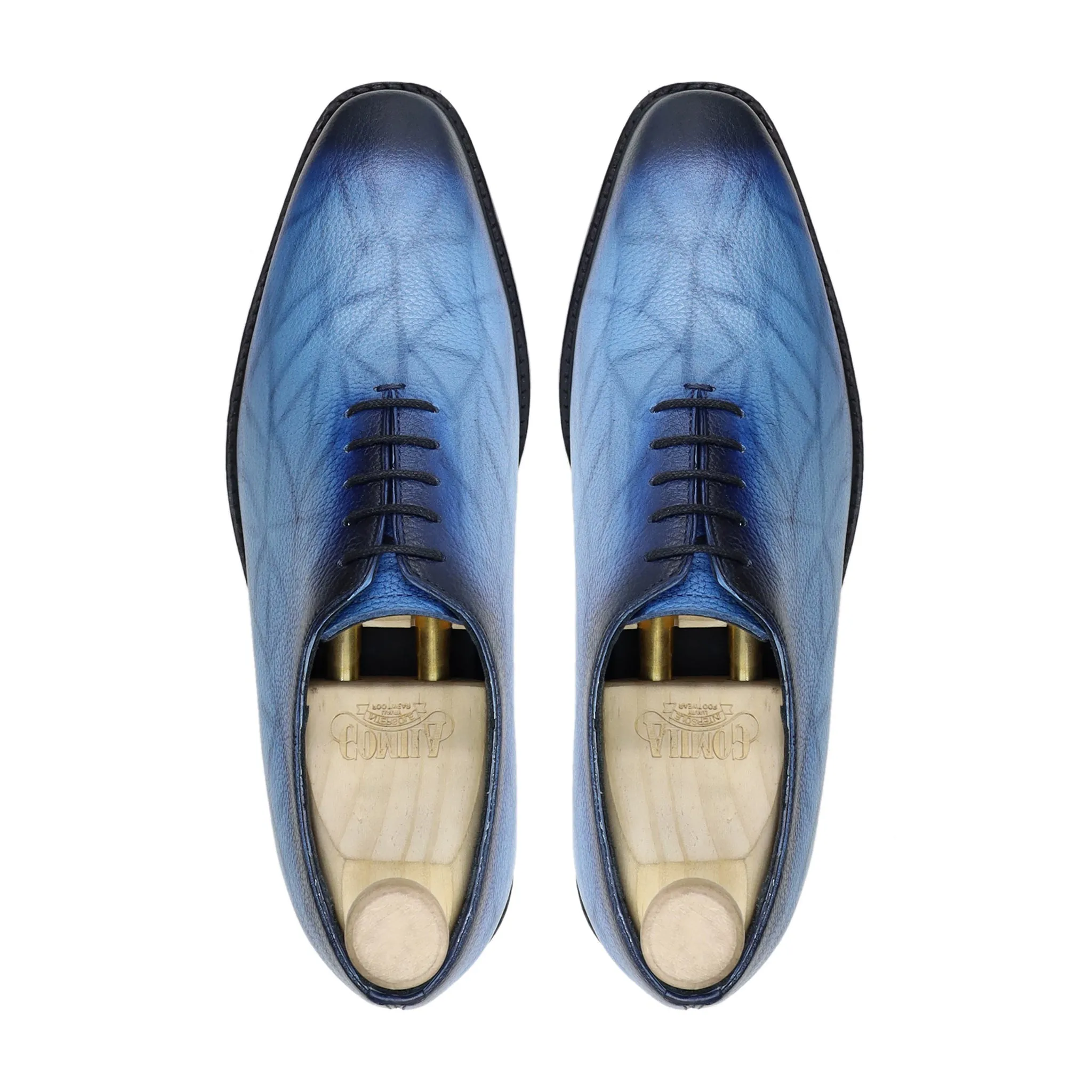 Odessa - Men's Burnish Blue Pebble Grain Leather Wholecut Shoe