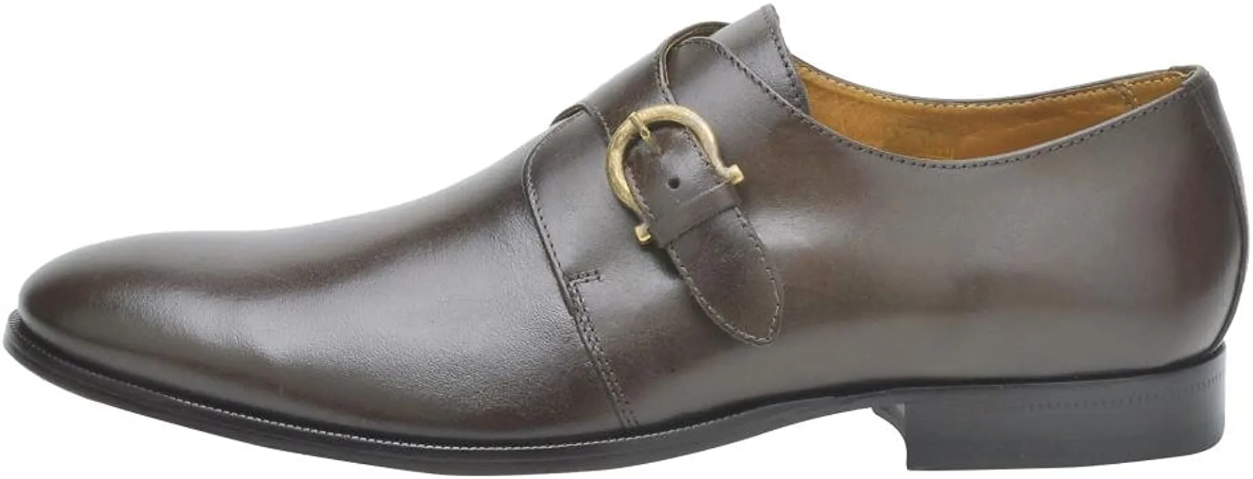 PAIR OF KINGS QUADS BROWN LEATHER MONK STRAP SLIP ON DRESS MENS FORMAL SHOES