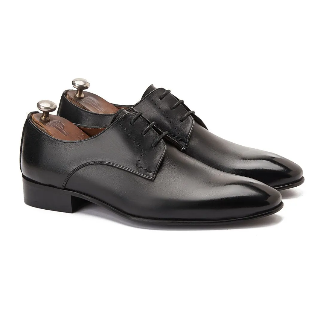 PATINA Plain Lace-Up Leather Oxford Shoes for Men 012-31-BLK