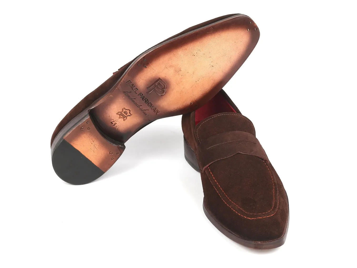Paul Parkman Men's Penny Suede Loafers, Brown