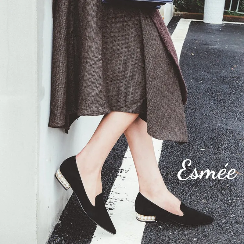 Pearl Series - Pointed-toe Suede Loafers