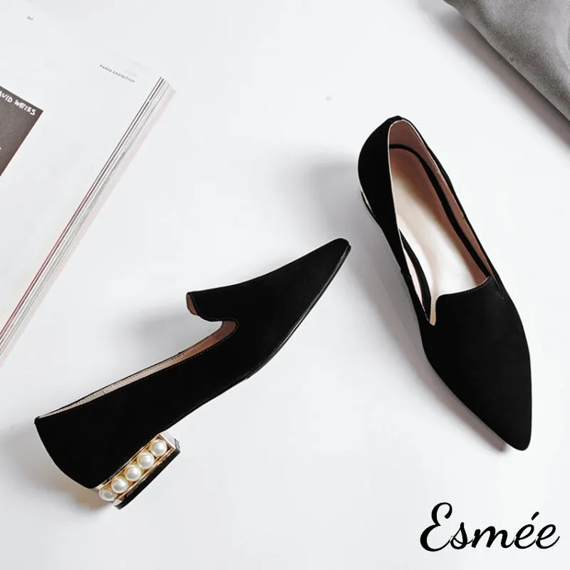 Pearl Series - Pointed-toe Suede Loafers