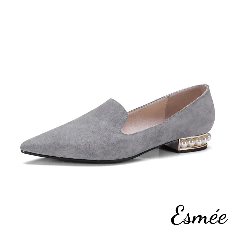 Pearl Series - Pointed-toe Suede Loafers