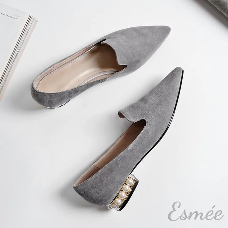 Pearl Series - Pointed-toe Suede Loafers