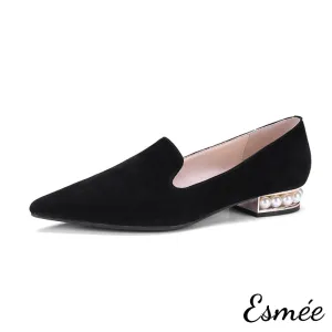 Pearl Series - Pointed-toe Suede Loafers
