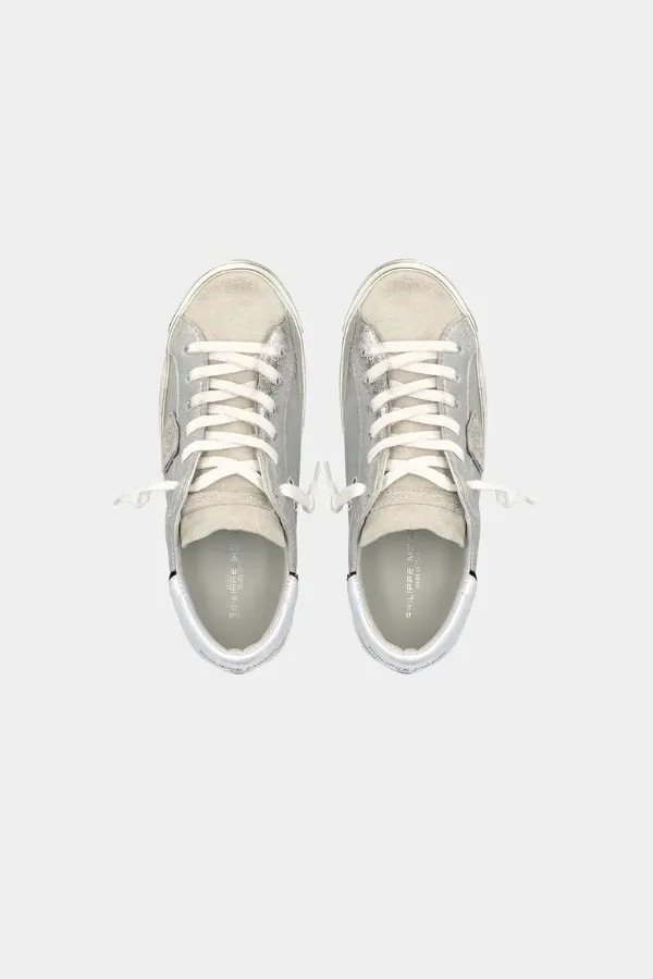 Philippe Model | PRSX Low Sneaker - Metal Argent
