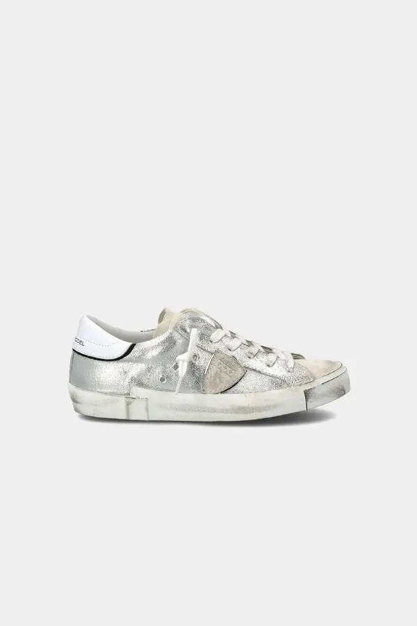 Philippe Model | PRSX Low Sneaker - Metal Argent