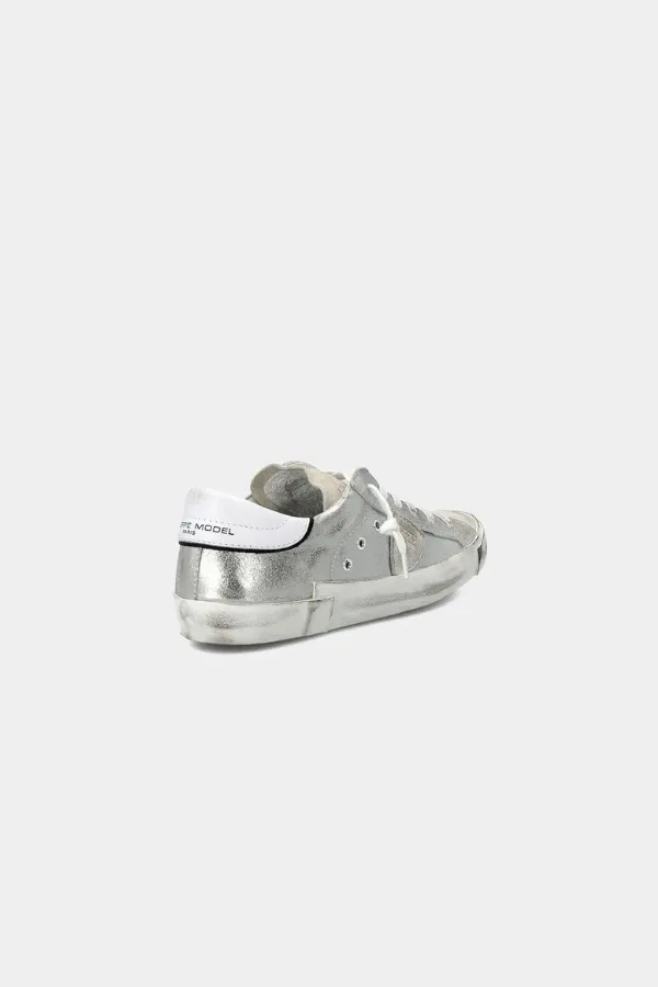 Philippe Model | PRSX Low Sneaker - Metal Argent