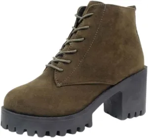 Platform Combat Boots for Women Fashion Faux Suede Side Zipper Chelsea Ankle Boots Fall Winter Cross Country Shoes