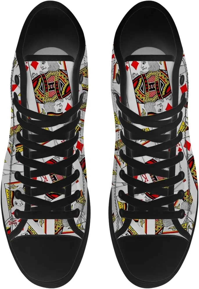 Poker High Top Shoes for Men Women Playing Cards High Top Canvas Sneakers Casual Shoes Gifts for Dad Mom