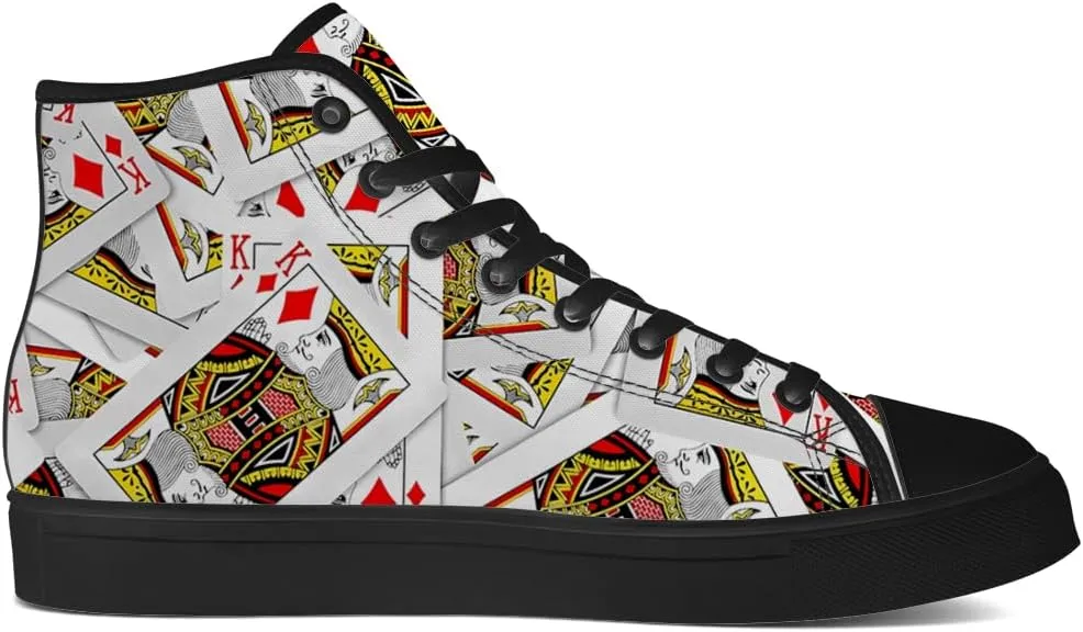 Poker High Top Shoes for Men Women Playing Cards High Top Canvas Sneakers Casual Shoes Gifts for Dad Mom