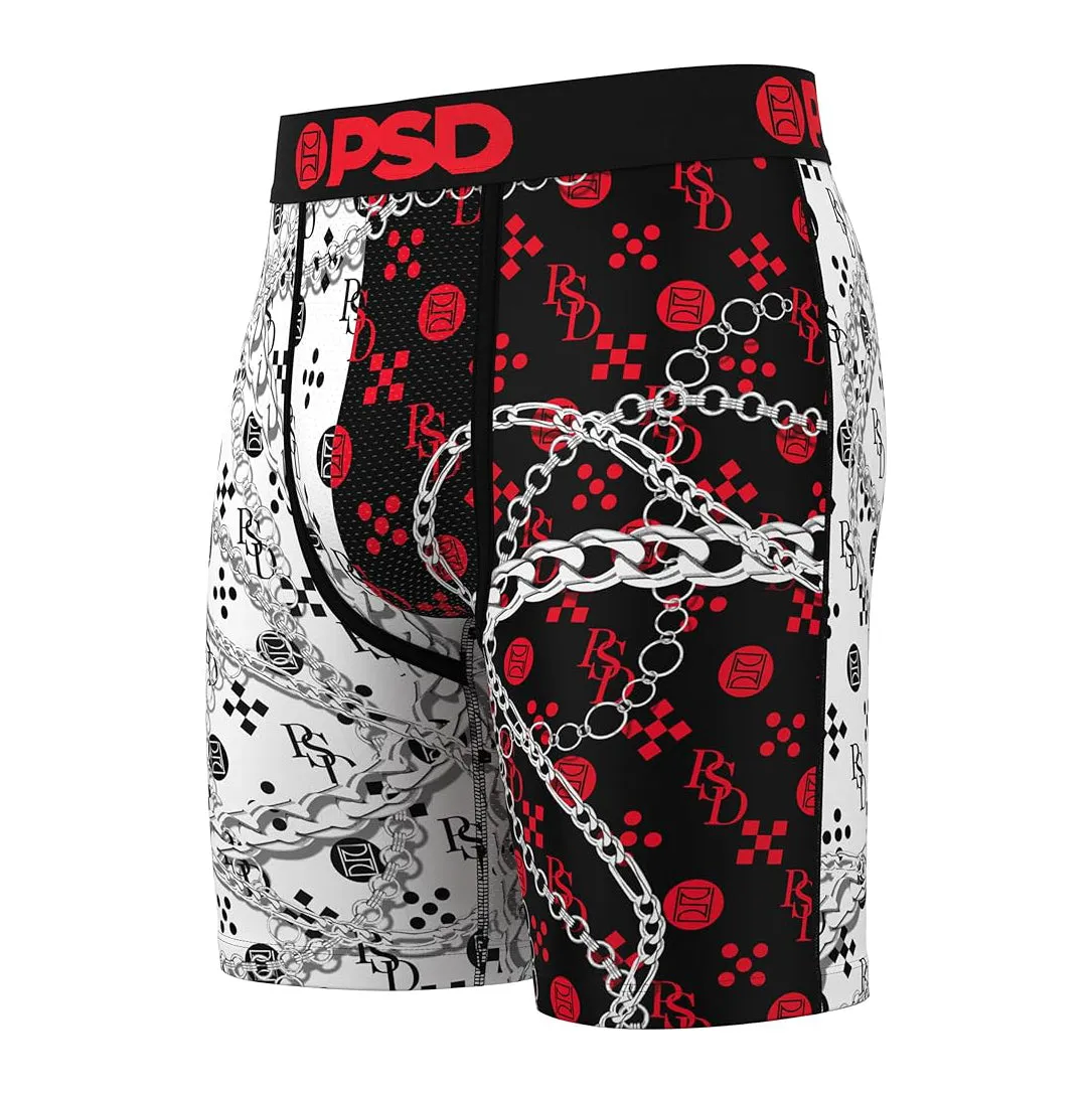 PSD Men's Multicolor 7 Inch Inseam Breathable And Supportive With Moisture-Wicking Fabric Luxury Print Boxer Briefs Medium Underwear (Knit) - 224180220-MUL-M