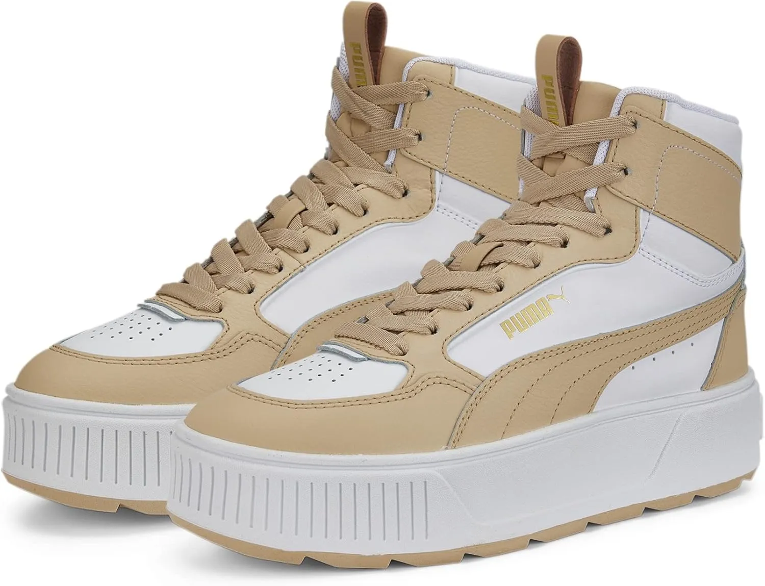 PUMA Women's Karmen Rebelle Mid Shoes, White-Light Sand, 10