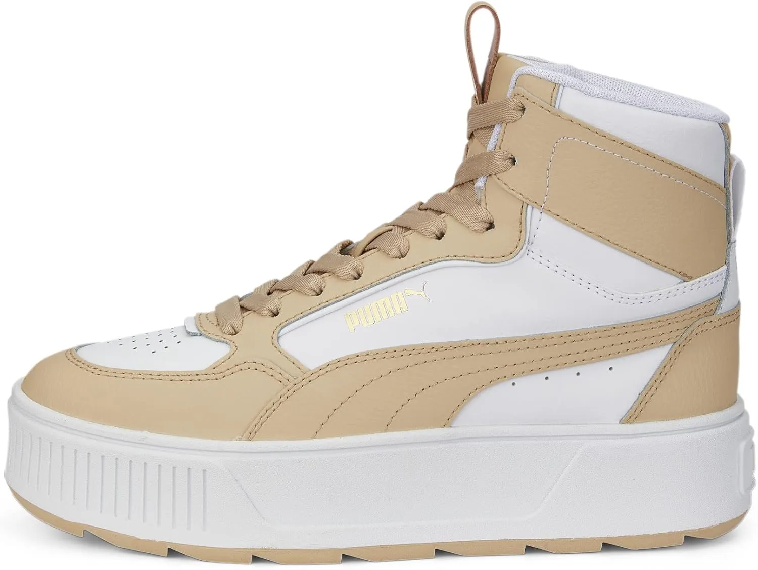 PUMA Women's Karmen Rebelle Mid Shoes, White-Light Sand, 10