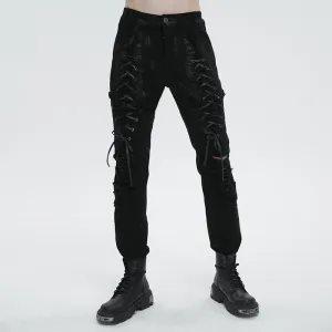 Punk Lace Up Ripped Men's Pants