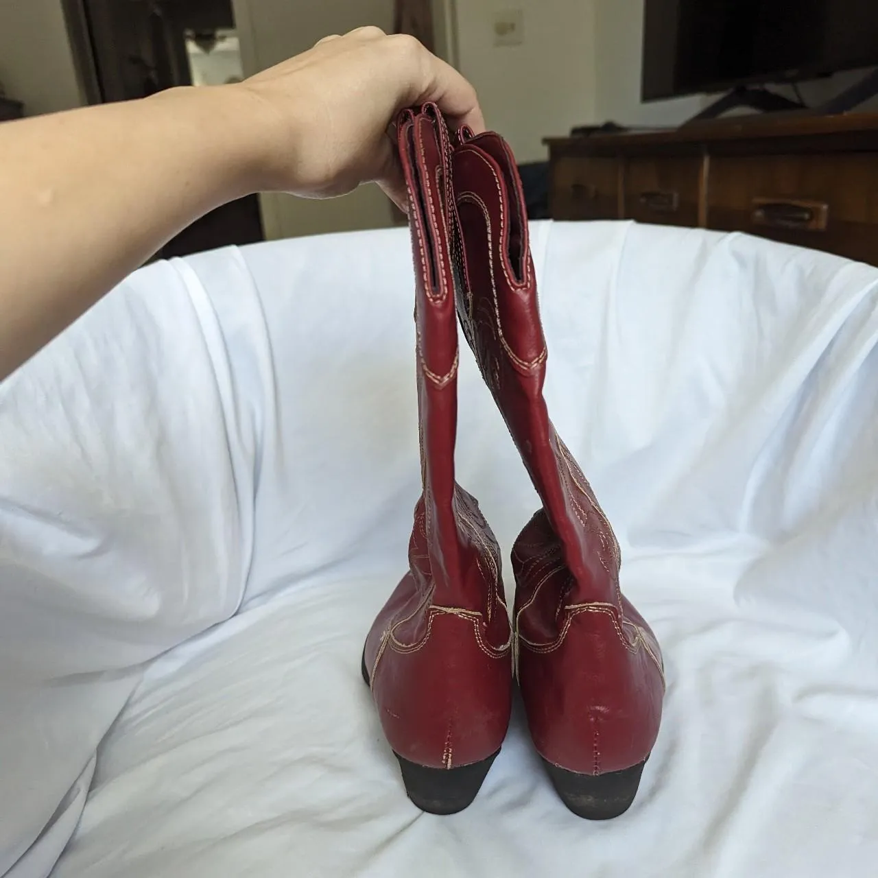 Rampage Vintage Vegan Leather Cherry Red Cowboy Boots