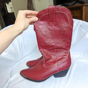 Rampage Vintage Vegan Leather Cherry Red Cowboy Boots