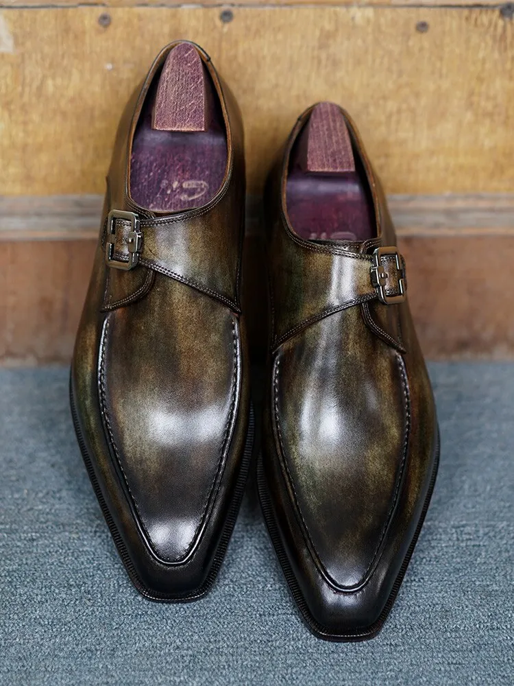 Real Full Grain Calf Leather Men's Italian Design Shoes