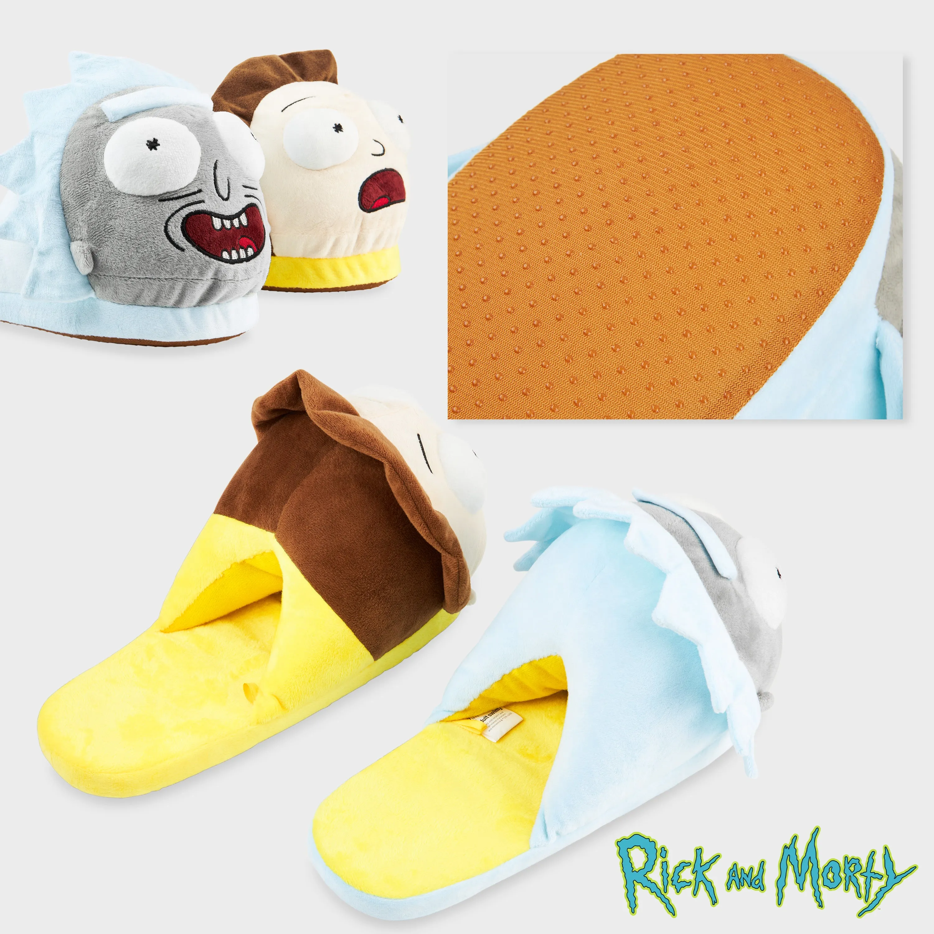 RICK AND MORTY Men's Slippers - 3D Plush Warm Indoor House Shoes