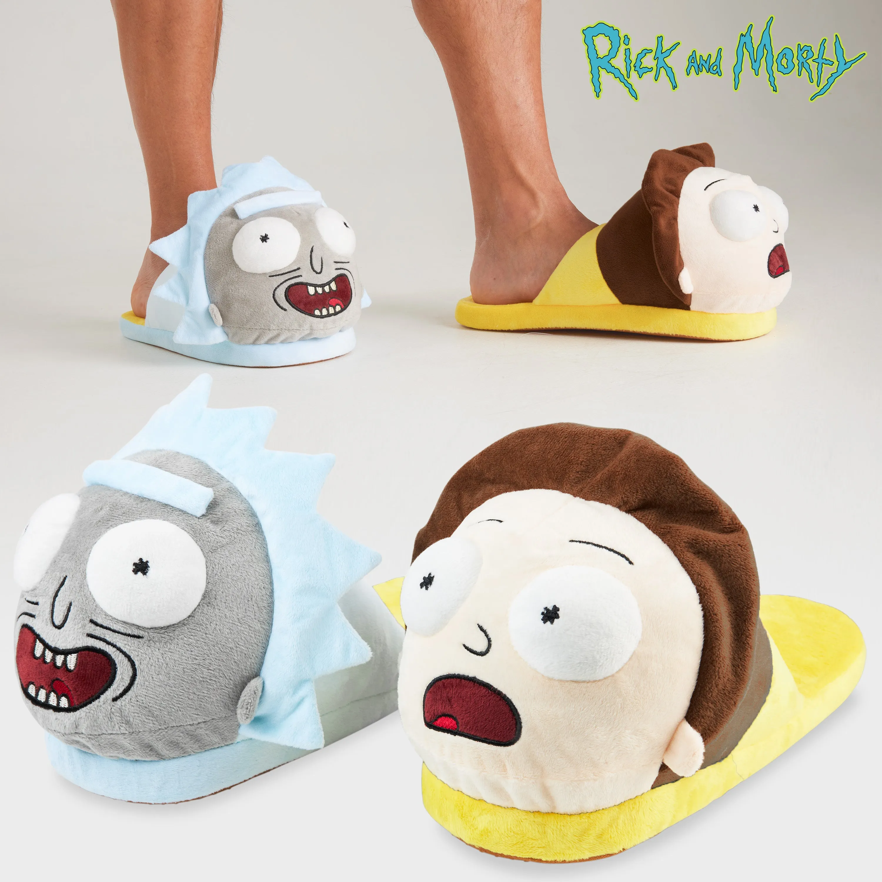 RICK AND MORTY Men's Slippers - 3D Plush Warm Indoor House Shoes
