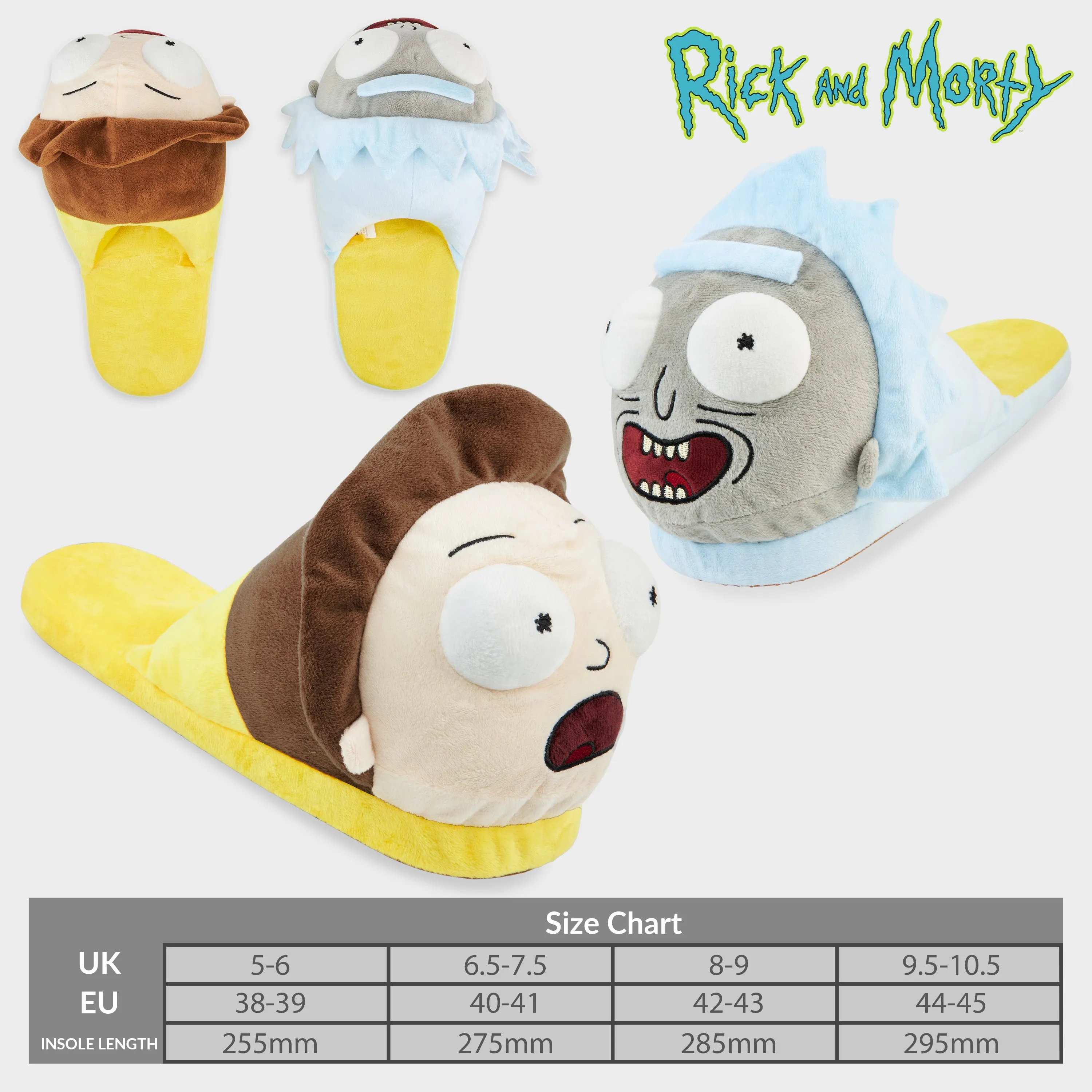 RICK AND MORTY Men's Slippers - 3D Plush Warm Indoor House Shoes