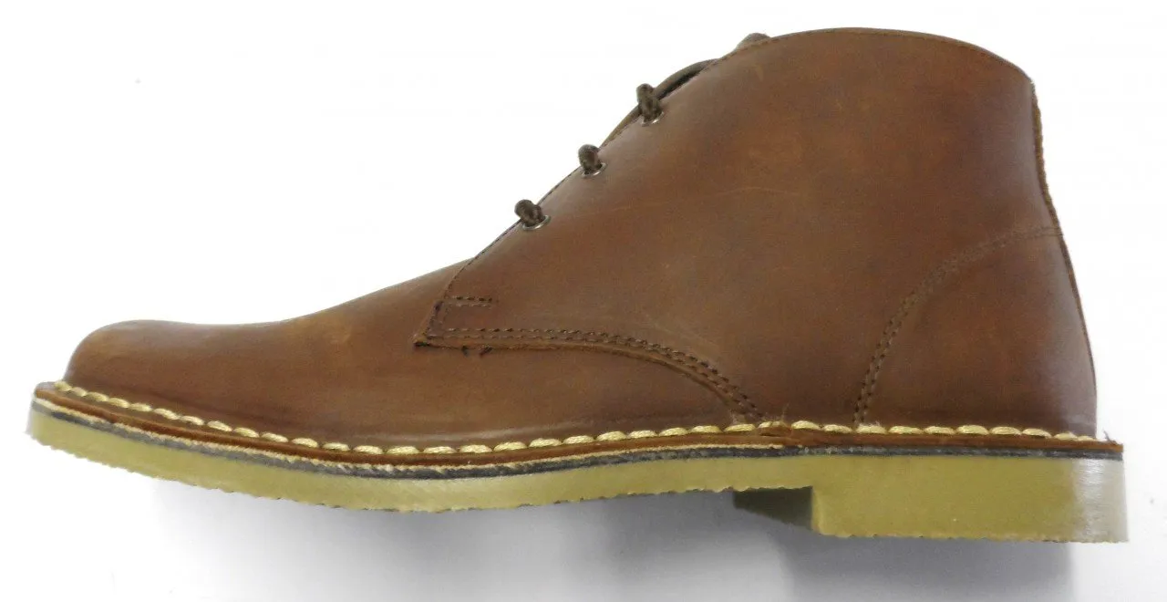 Roamers Brown Waxy Leather 3 Eyelet Retro Mod Style Real Desert Boots