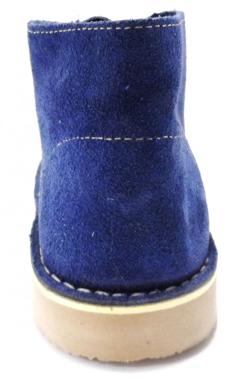 Roamers Ladies Denim Blue 2 Eyelet Round Toe Real Suede Desert Boots