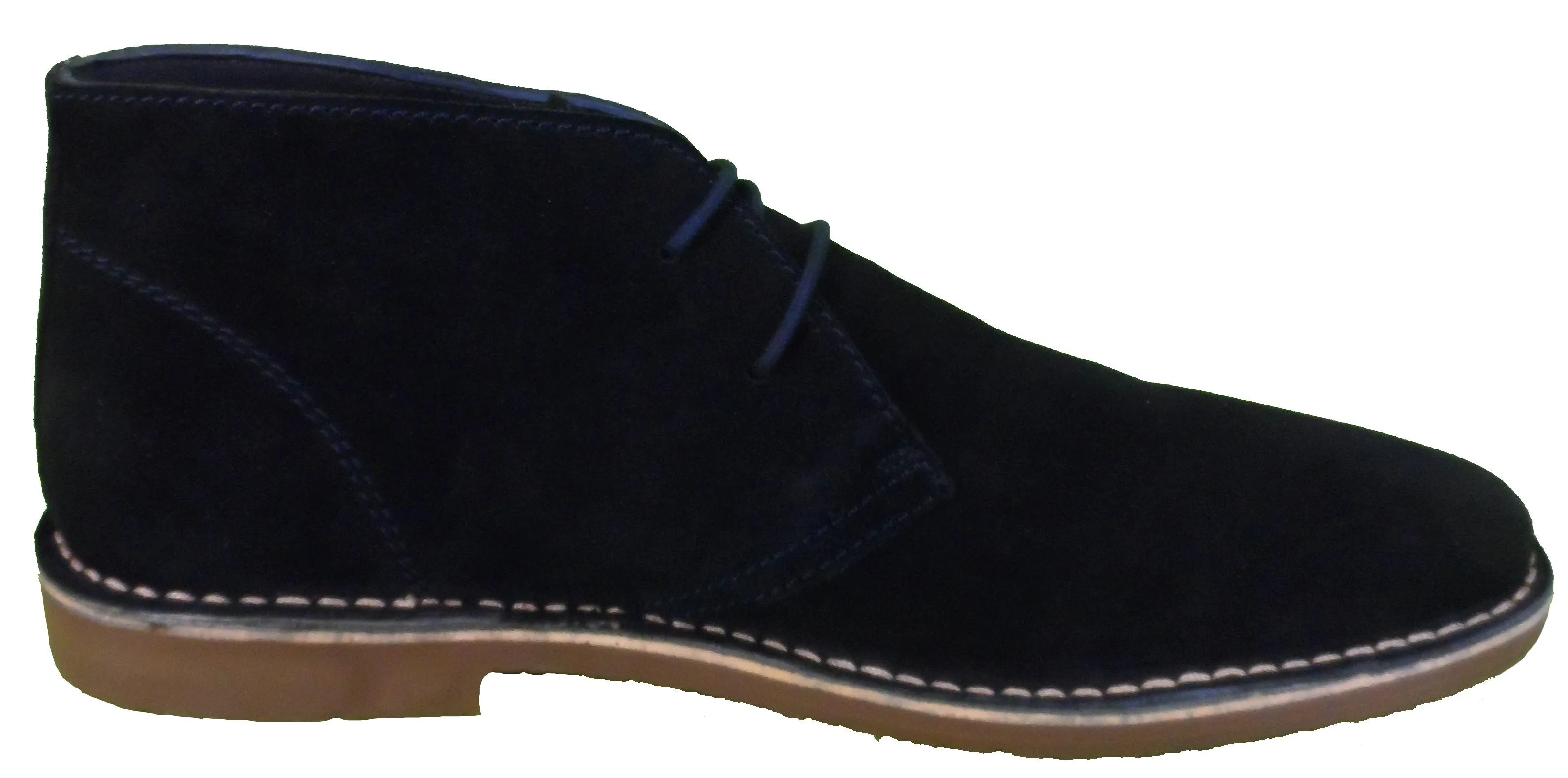 Roamers Mens Navy 2 Eyelet Sharp Toe Retro MOD Style Real Suede Desert Boots