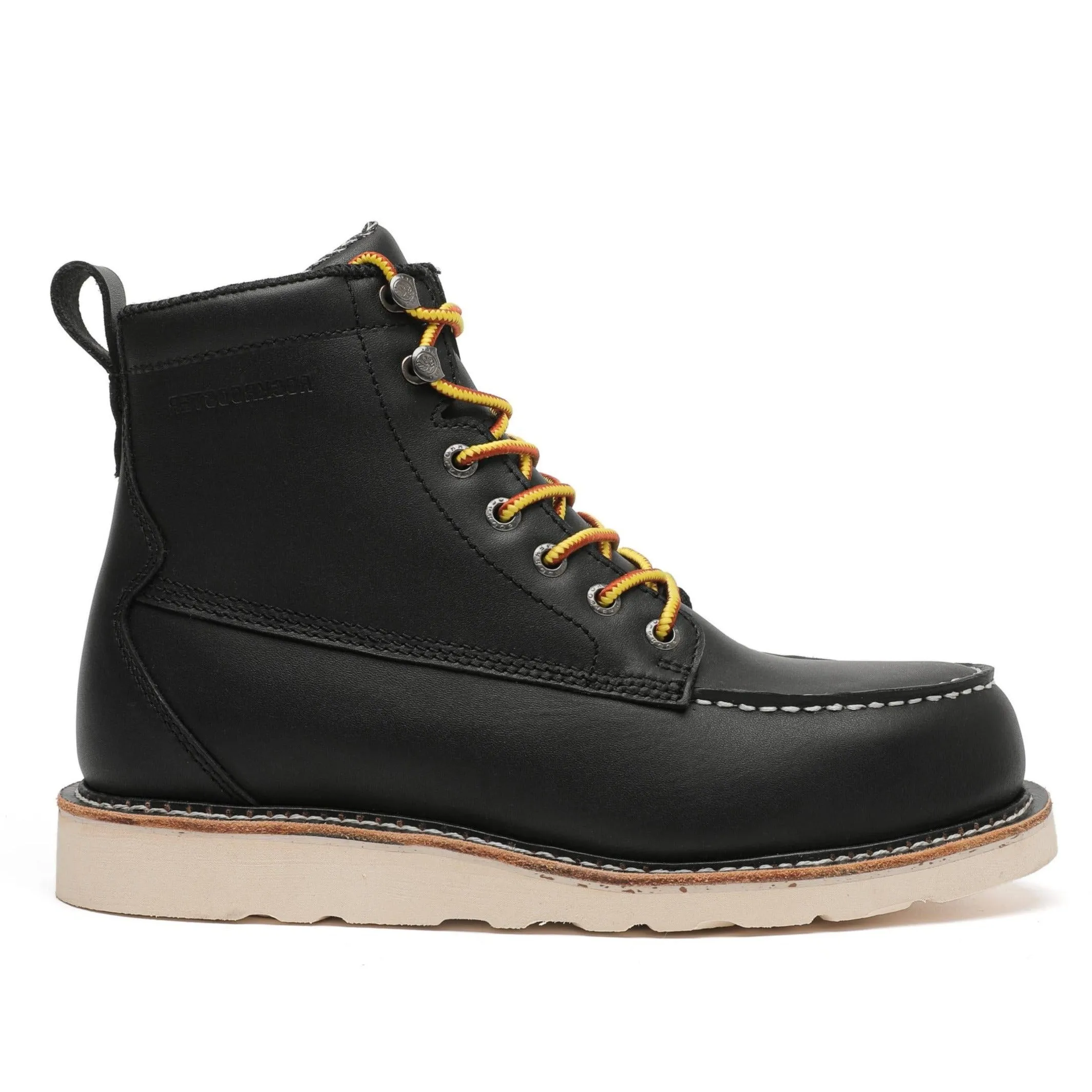 ROCKROOSTER Trinidad: Men's 6-Inch Black Steel Toe Safety Wedge Work Boots
