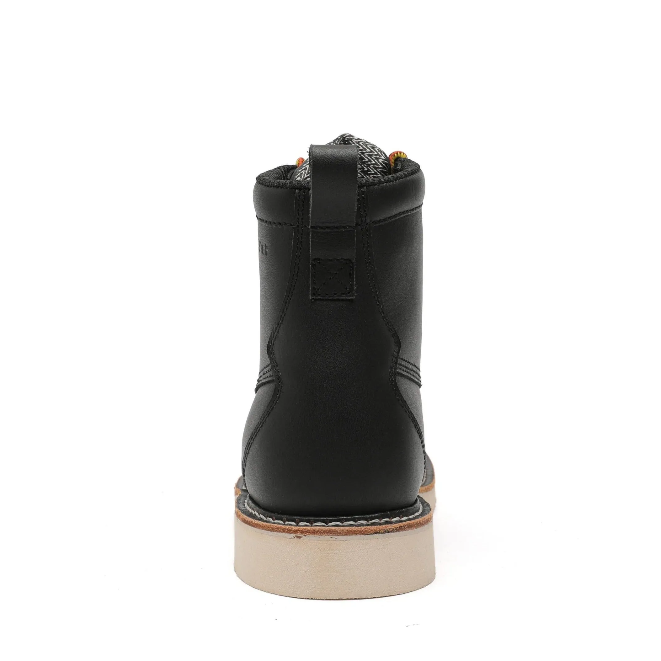 ROCKROOSTER Trinidad: Men's 6-Inch Black Steel Toe Safety Wedge Work Boots