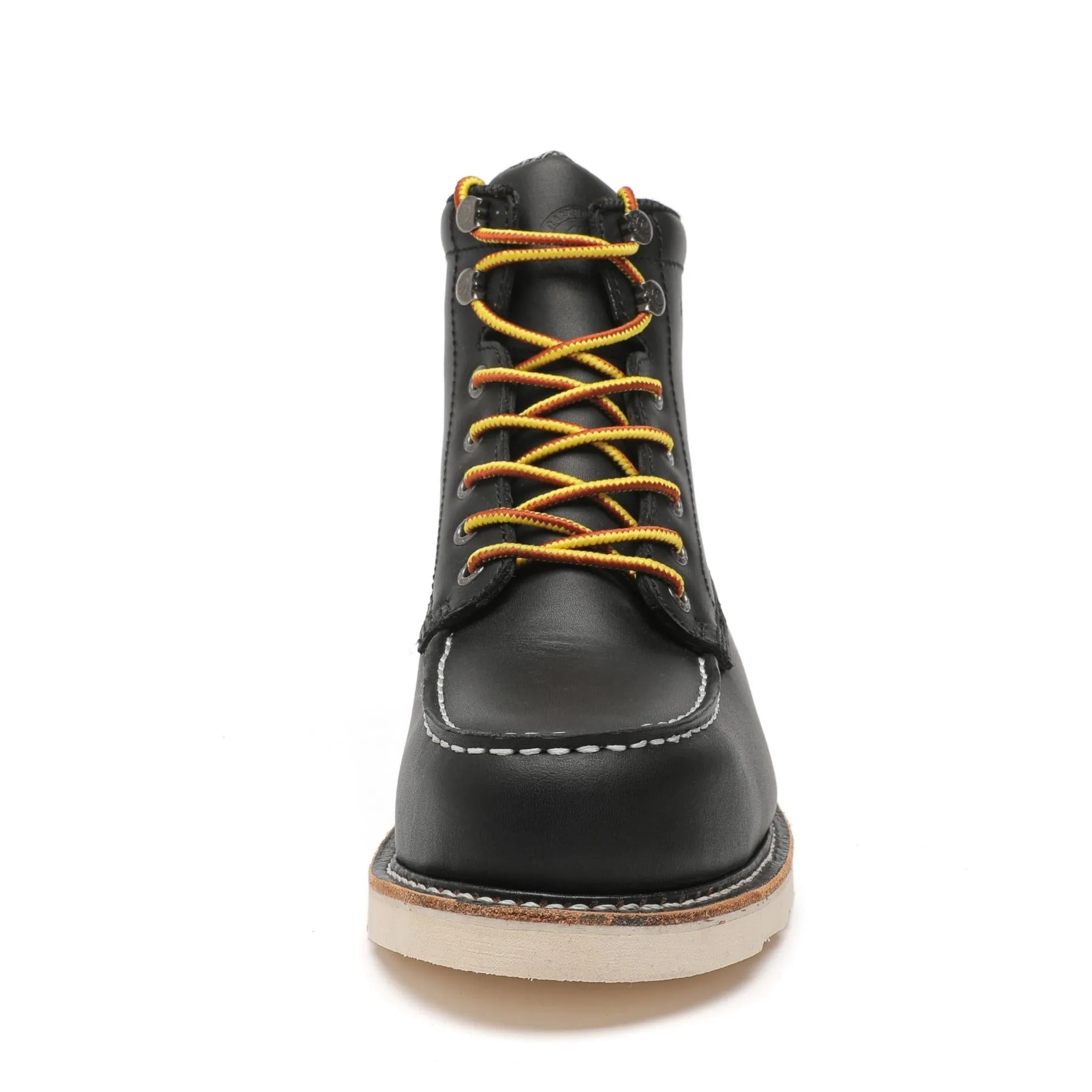ROCKROOSTER Trinidad: Men's 6-Inch Black Steel Toe Safety Wedge Work Boots