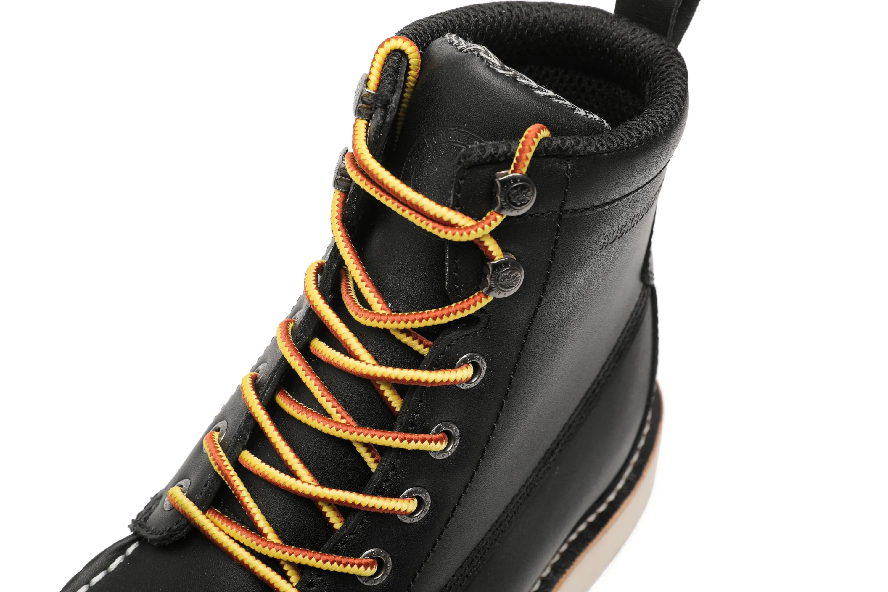 ROCKROOSTER Trinidad: Men's 6-Inch Black Steel Toe Safety Wedge Work Boots