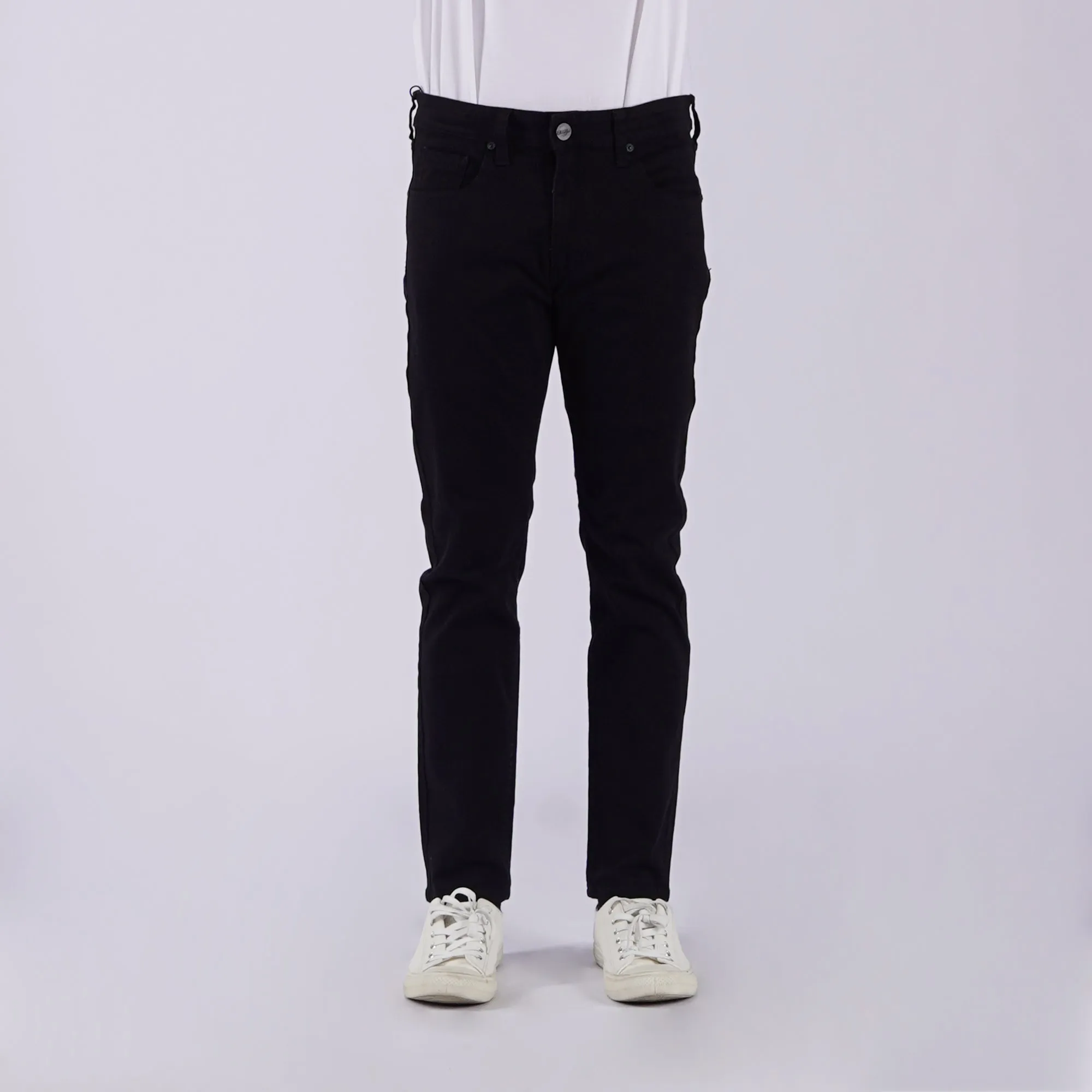 RRJ Men's Basic Denim Pants Superskinny Mid-Rise Rinse Wash Fabric 163886 (Black)