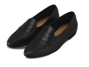 Sagan Classic Ginkgo Loafers in Black Drape Calf with Leather Sole