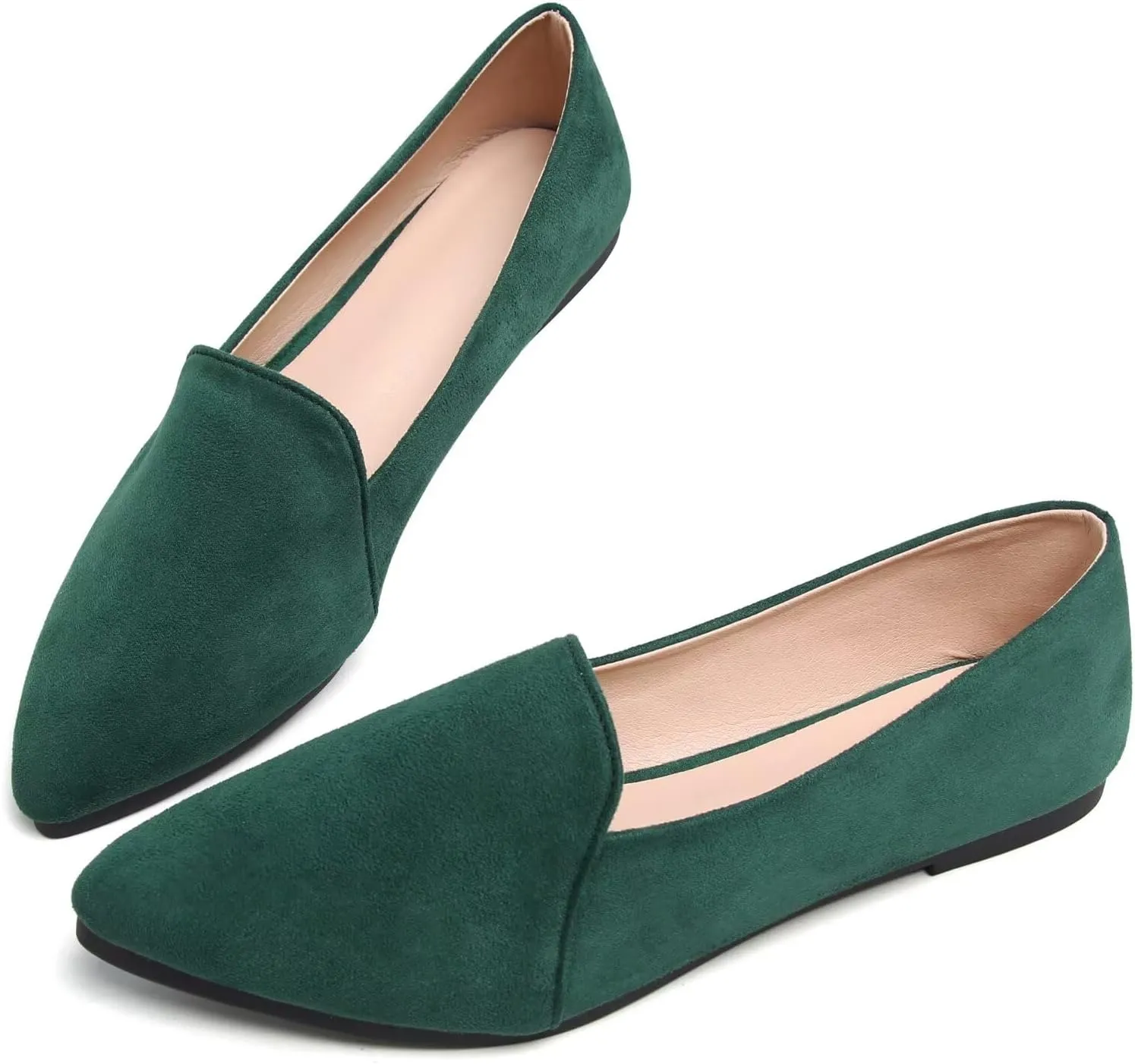 SAILING LU Women Pointed Toe Ballets Flats Faux Suede Comfortable Soft Ballet Walking Shoes Dressy Slip-on Ballerina Shoes