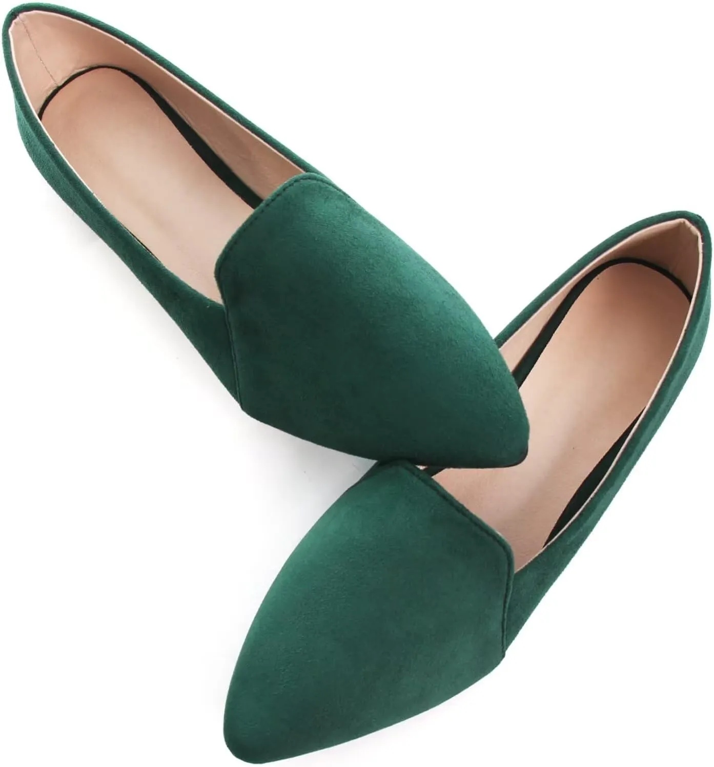 SAILING LU Women Pointed Toe Ballets Flats Faux Suede Comfortable Soft Ballet Walking Shoes Dressy Slip-on Ballerina Shoes