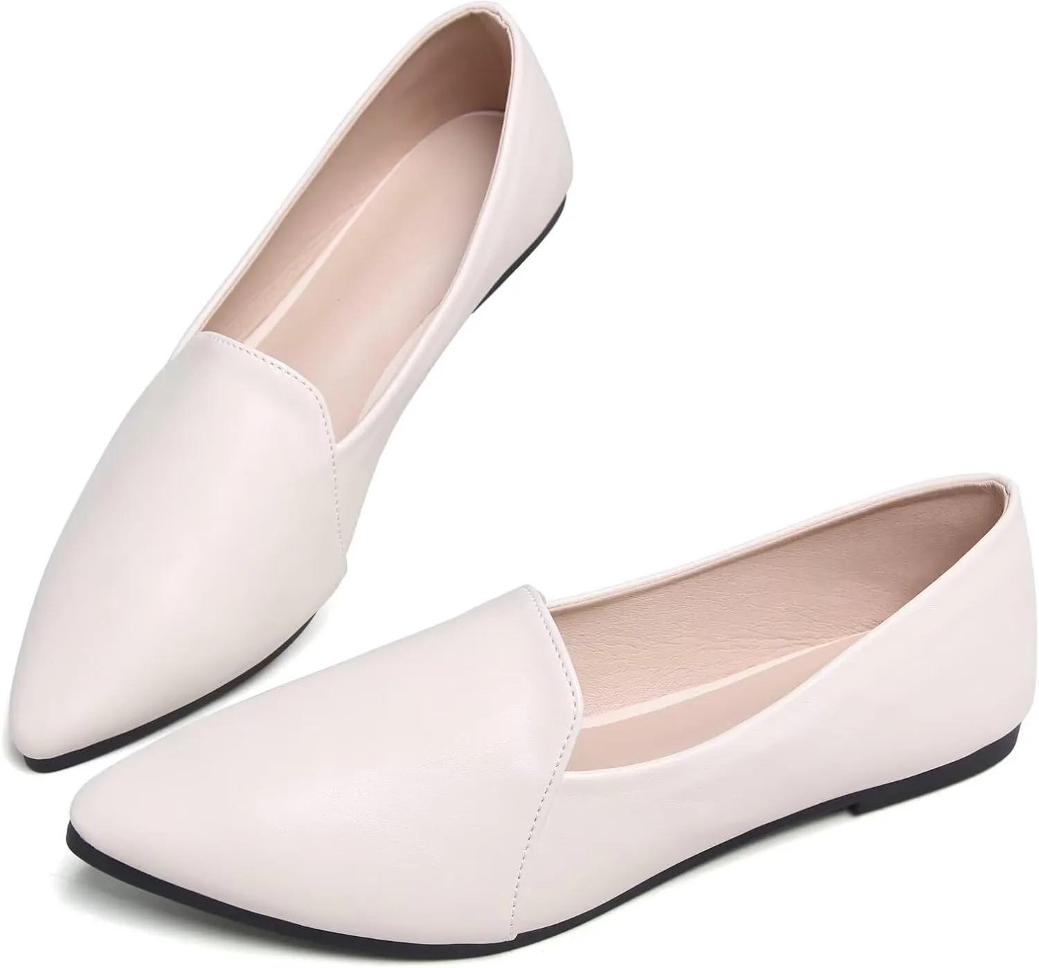 SAILING LU Women Pointed Toe Ballets Flats Faux Suede Comfortable Soft Ballet Walking Shoes Dressy Slip-on Ballerina Shoes