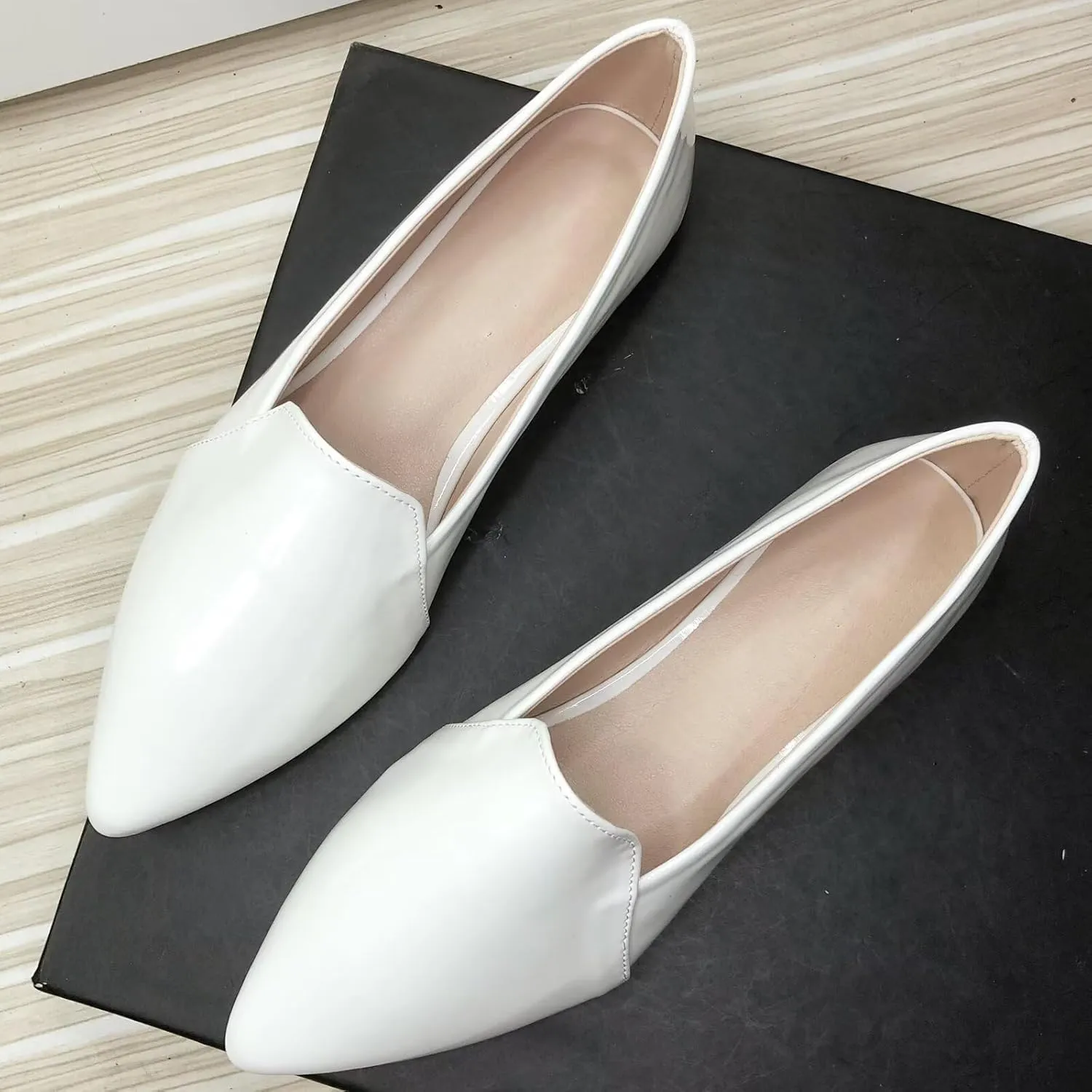 SAILING LU Women Pointed Toe Ballets Flats Faux Suede Comfortable Soft Ballet Walking Shoes Dressy Slip-on Ballerina Shoes