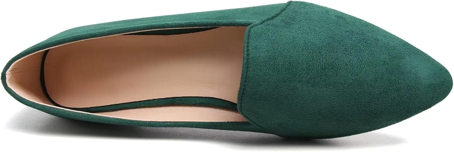 SAILING LU Women Pointed Toe Ballets Flats Faux Suede Comfortable Soft Ballet Walking Shoes Dressy Slip-on Ballerina Shoes