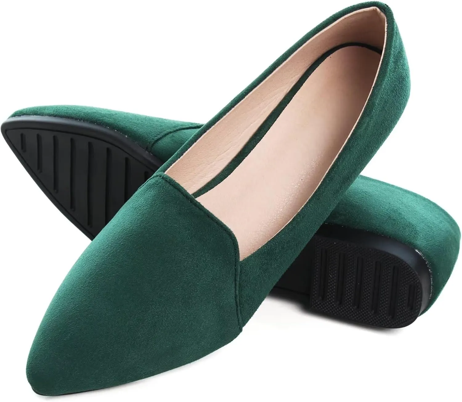 SAILING LU Women Pointed Toe Ballets Flats Faux Suede Comfortable Soft Ballet Walking Shoes Dressy Slip-on Ballerina Shoes