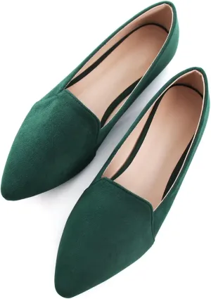 SAILING LU Women Pointed Toe Ballets Flats Faux Suede Comfortable Soft Ballet Walking Shoes Dressy Slip-on Ballerina Shoes