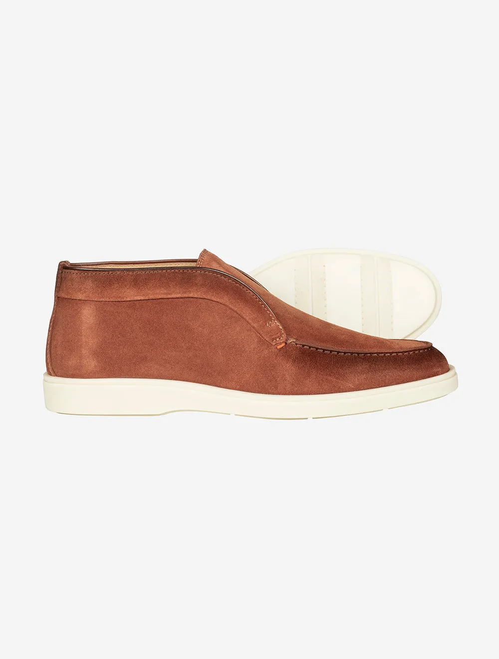 SANTONI Suede Desert Boot-Rust
