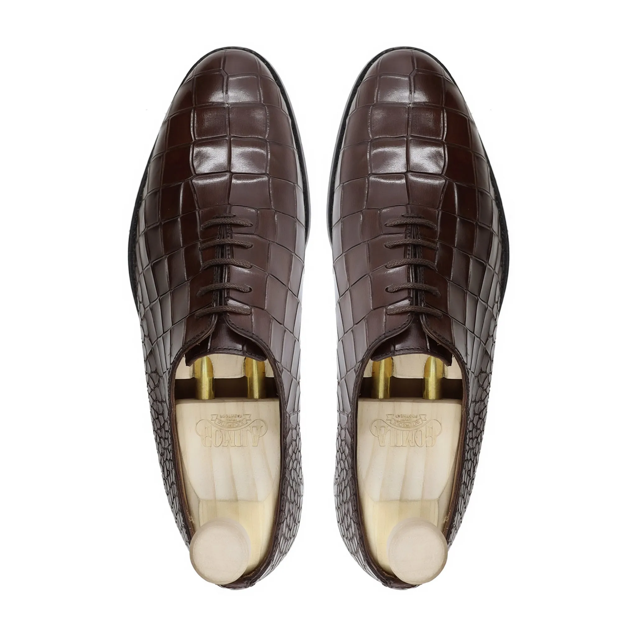 Sawt - Men's Dark Brown Calf Leather Wholecut Shoe