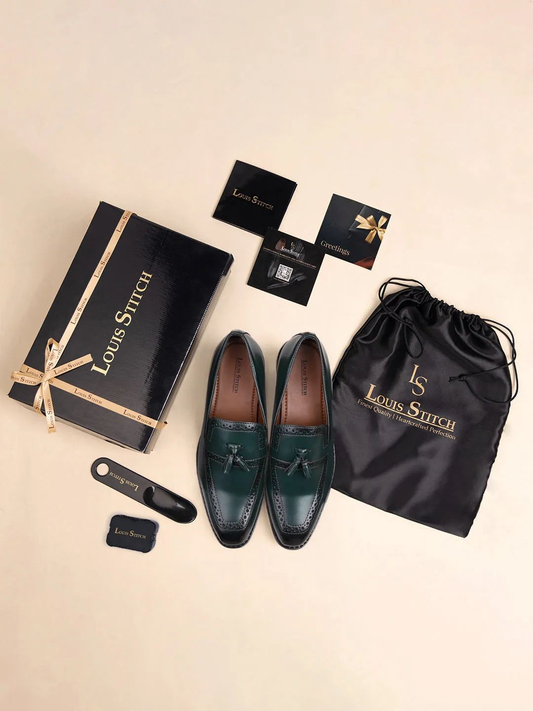 Seaweed Green Tassel Moccasins Slipons for Men