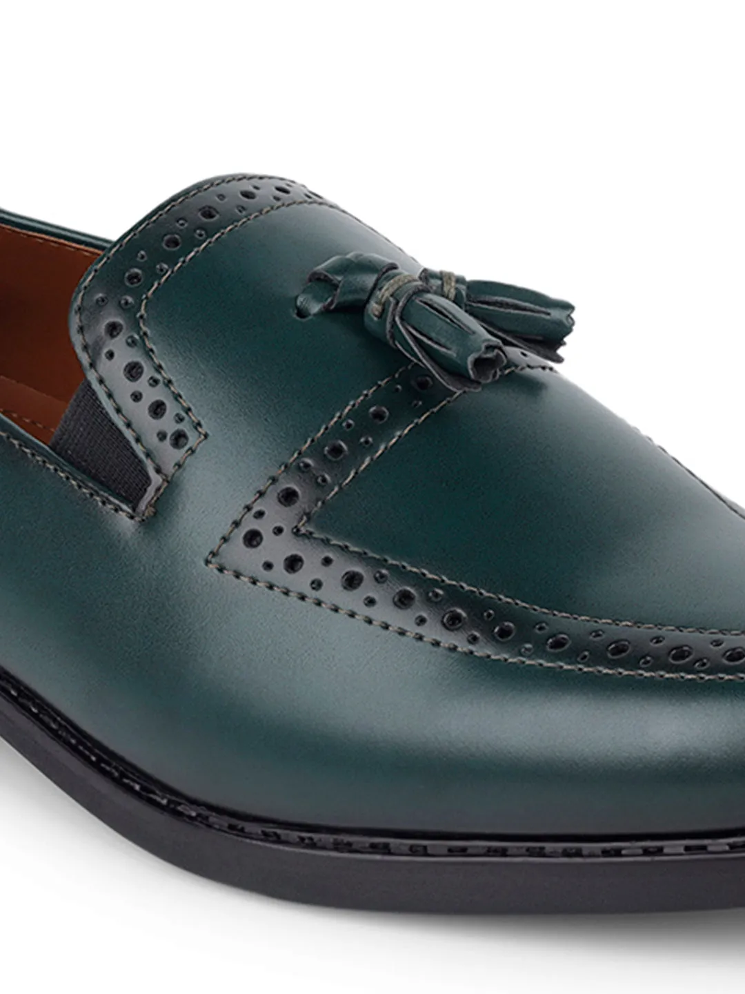Seaweed Green Tassel Moccasins Slipons for Men