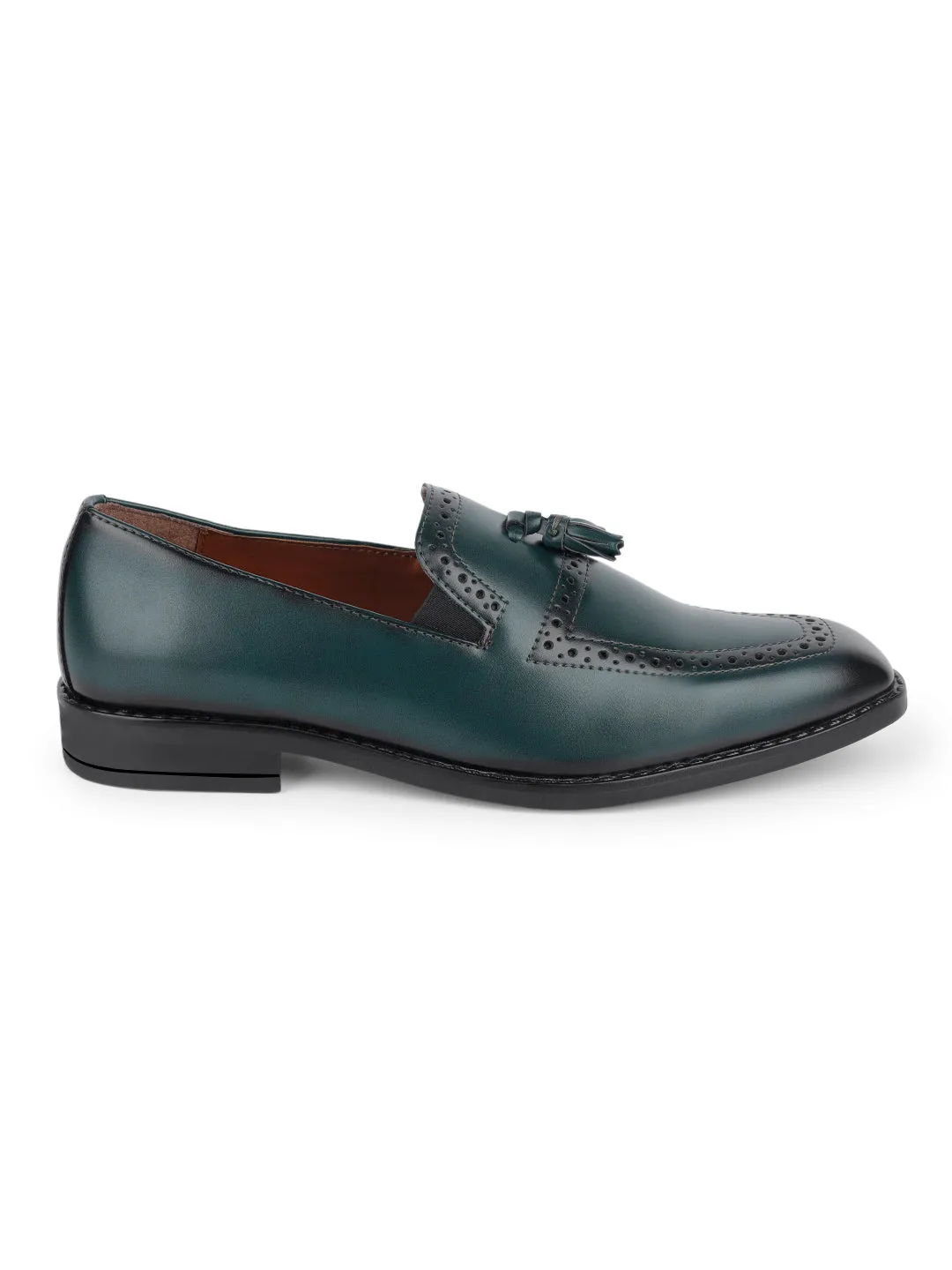 Seaweed Green Tassel Moccasins Slipons for Men