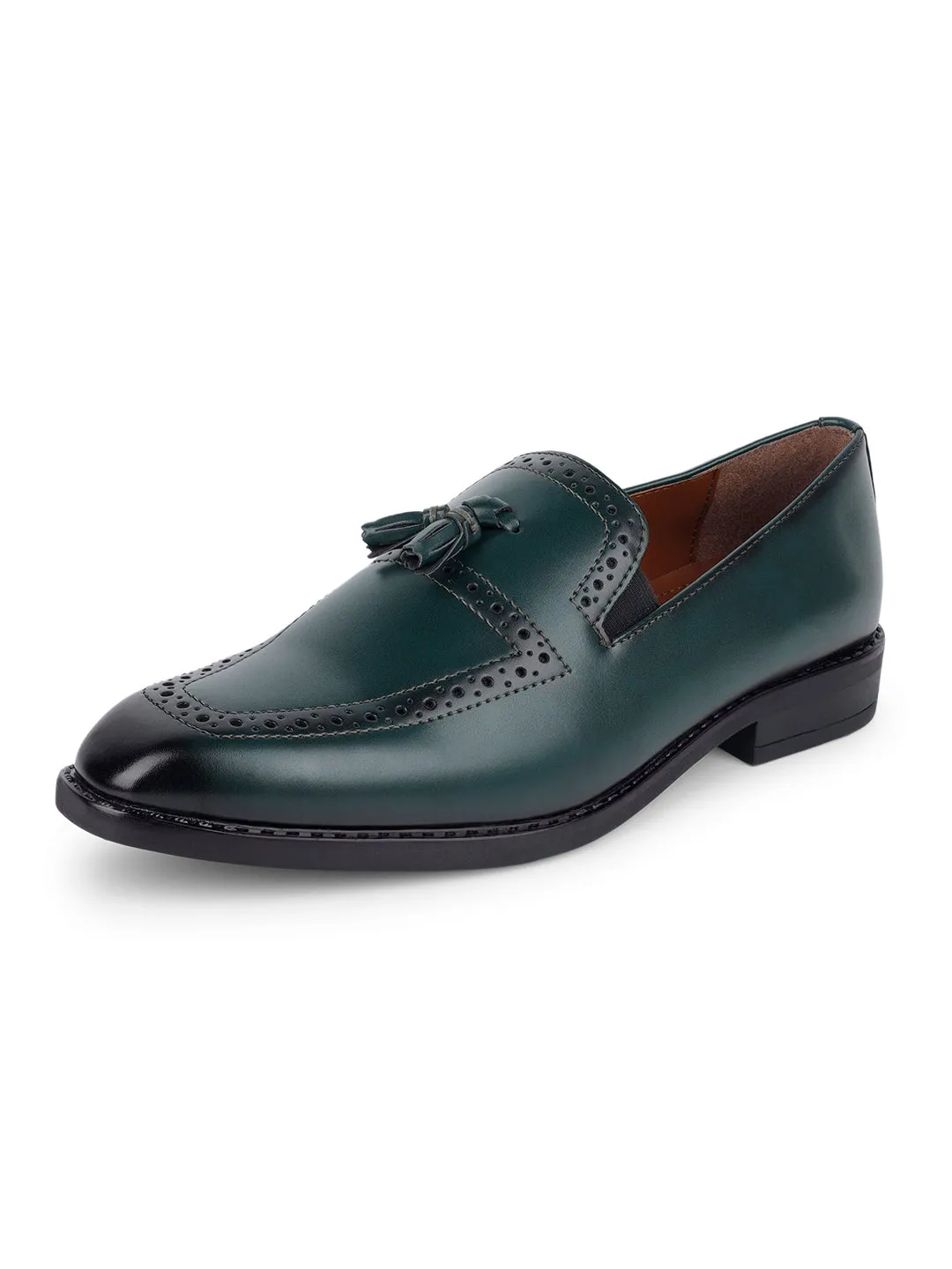 Seaweed Green Tassel Moccasins Slipons for Men