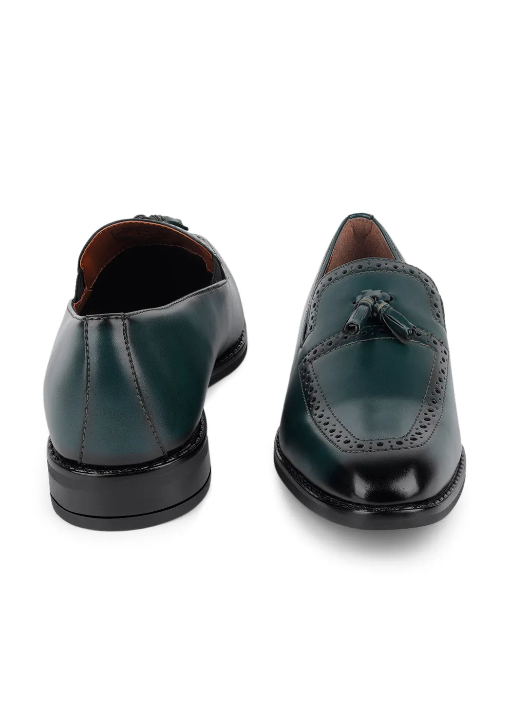 Seaweed Green Tassel Moccasins Slipons for Men