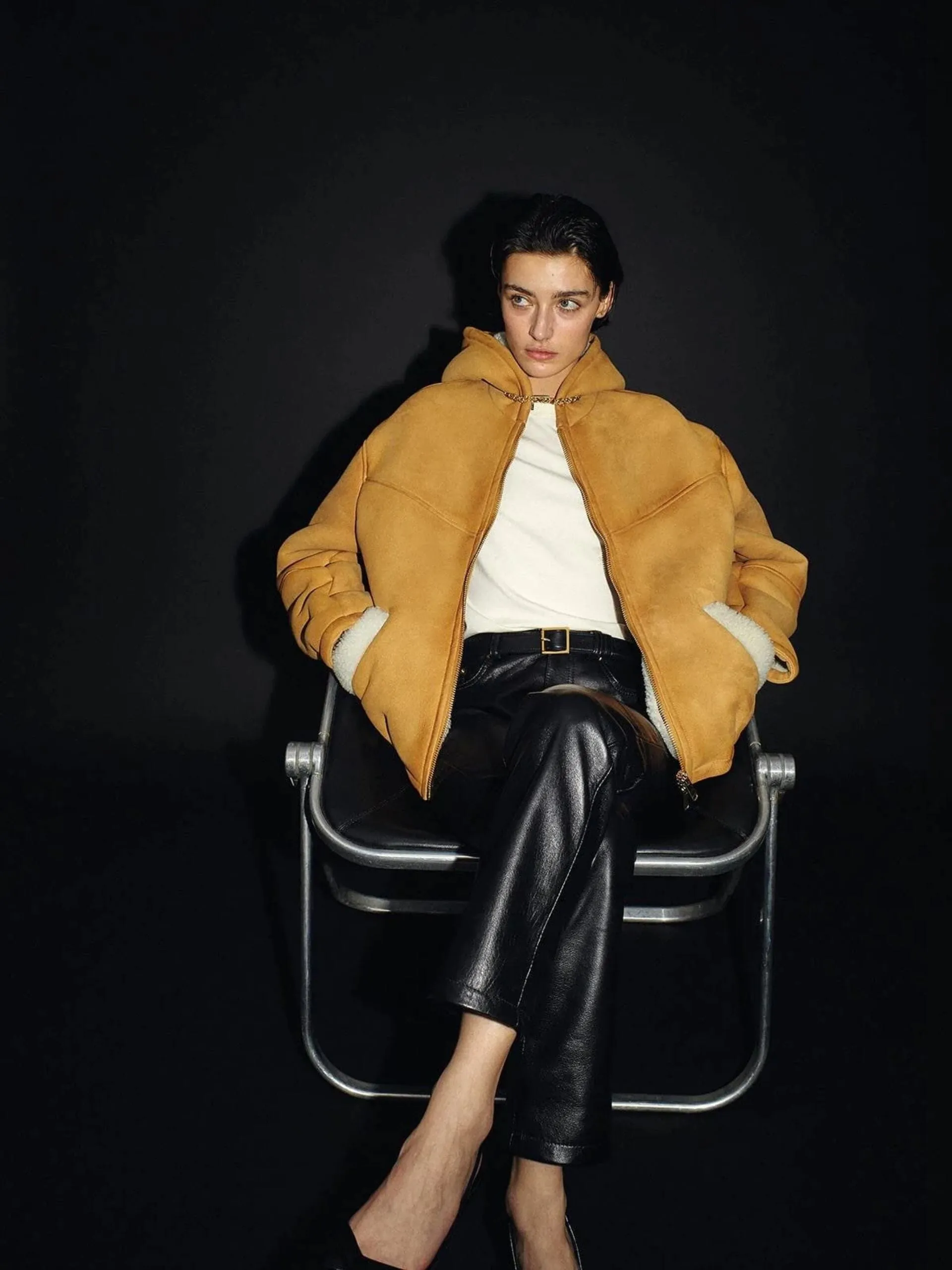 Shearling Hoodie / Honey